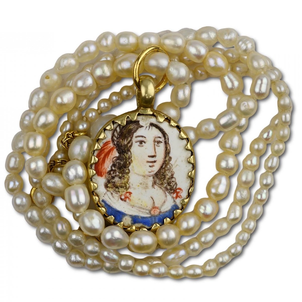 Pendentif En Or Et émail Représentant Des Bustes De Belles Dames. Français, 17ème Siècle  -photo-2