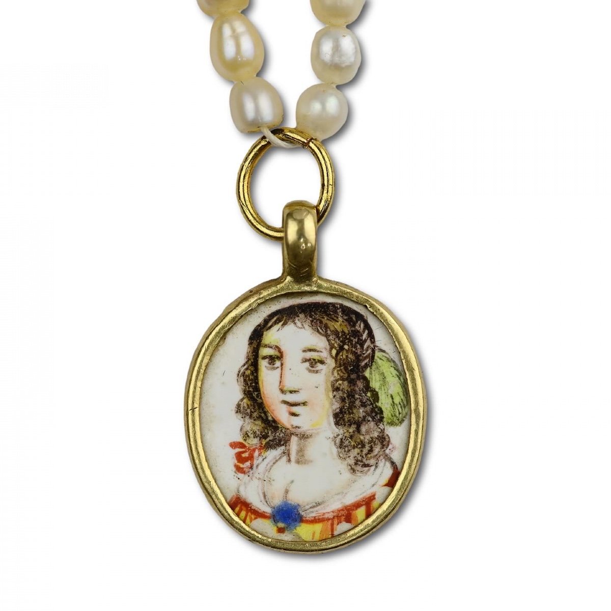 Pendentif En Or Et émail Représentant Des Bustes De Belles Dames. Français, 17ème Siècle  -photo-3