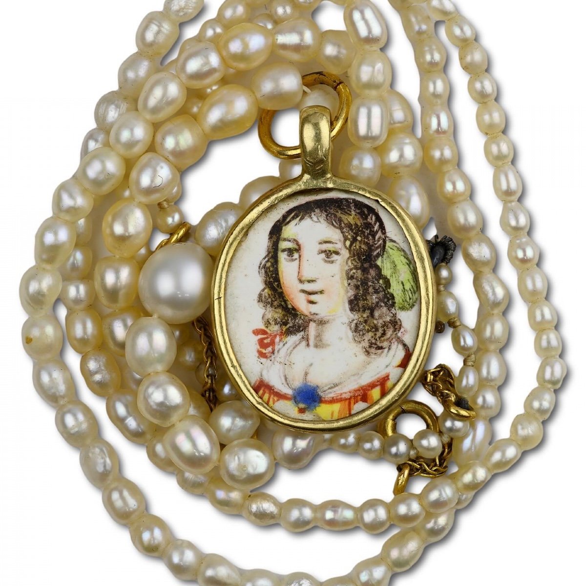 Pendentif En Or Et émail Représentant Des Bustes De Belles Dames. Français, 17ème Siècle  -photo-4