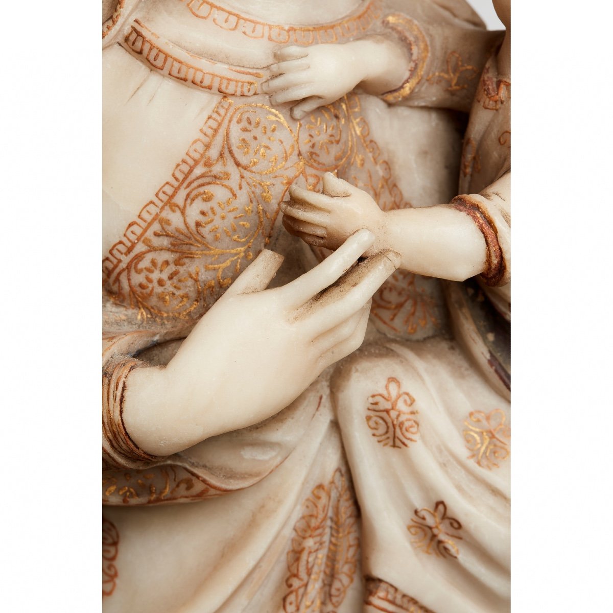 Large Alabaster Sculpture Of The Madonna Of Trapani. Sicilian, 18th Century.-photo-3