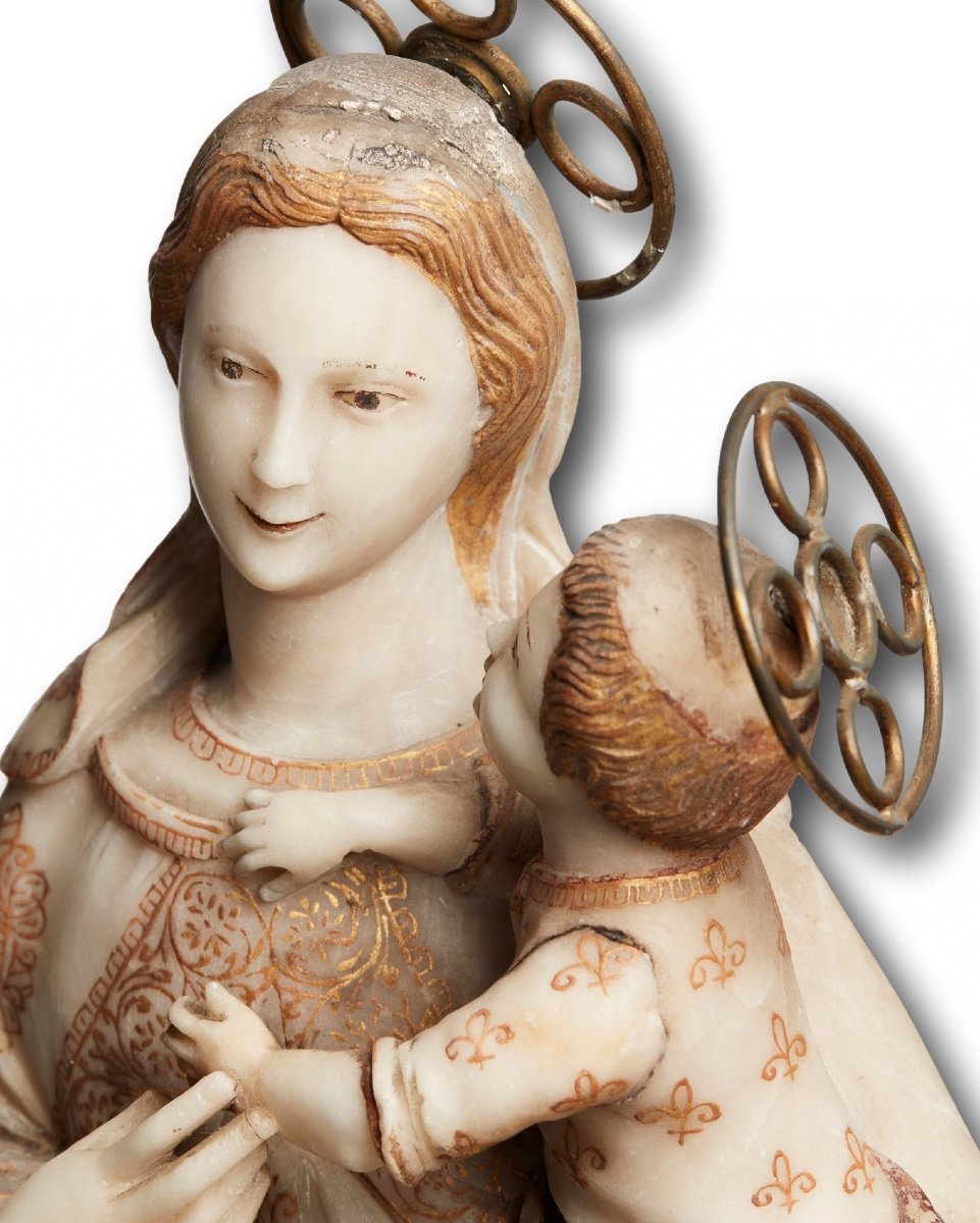 Large Alabaster Sculpture Of The Madonna Of Trapani. Sicilian, 18th Century.-photo-2