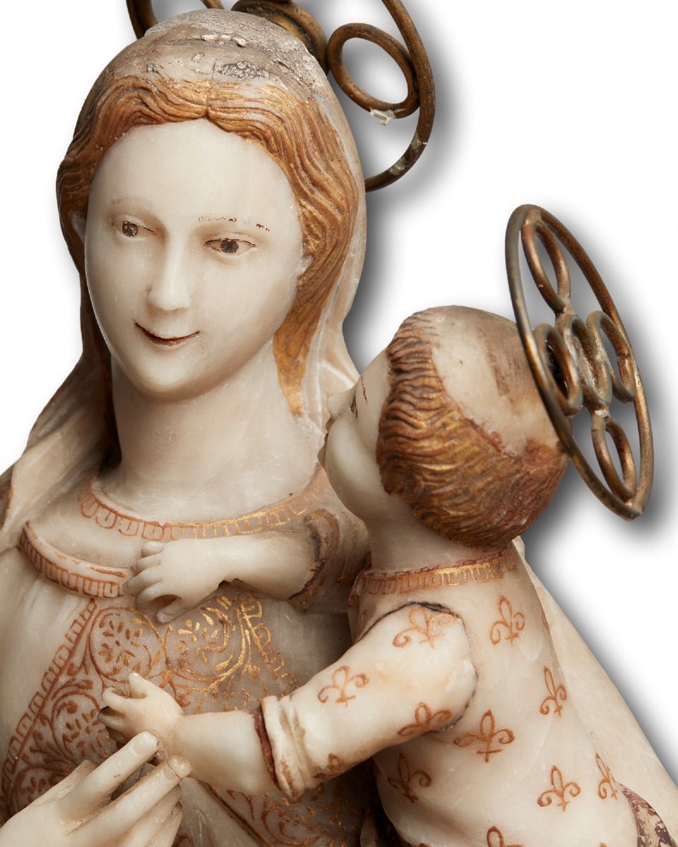 Large Alabaster Sculpture Of The Madonna Of Trapani. Sicilian, 18th Century.-photo-4
