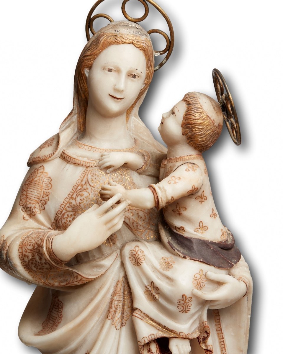 Large Alabaster Sculpture Of The Madonna Of Trapani. Sicilian, 18th Century.-photo-6