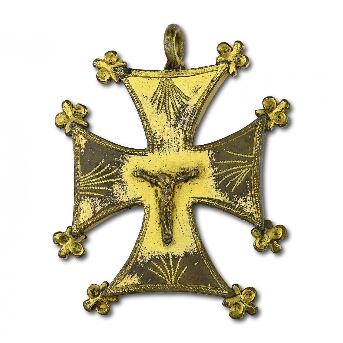 Substantial Medieval Gilt Bronze Pectoral Cross. French, 15th Century.-photo-3