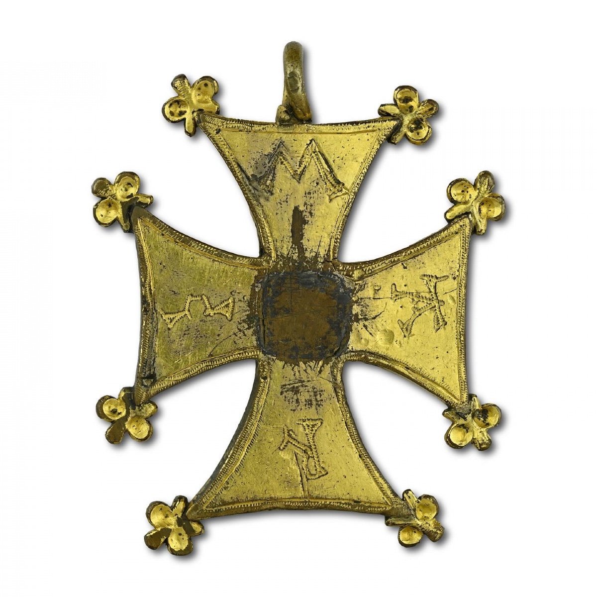 Substantial Medieval Gilt Bronze Pectoral Cross. French, 15th Century.-photo-2