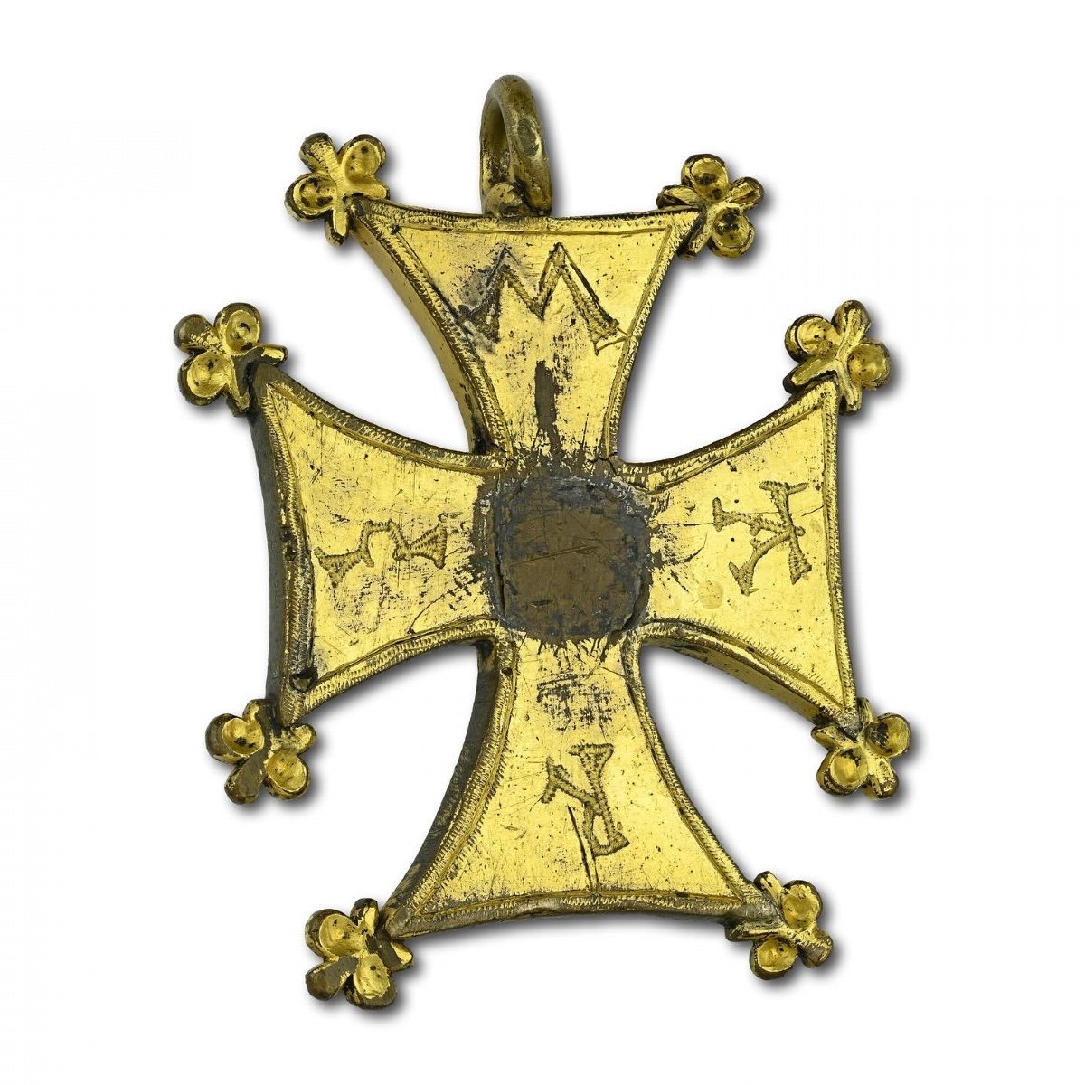 Substantial Medieval Gilt Bronze Pectoral Cross. French, 15th Century.-photo-3