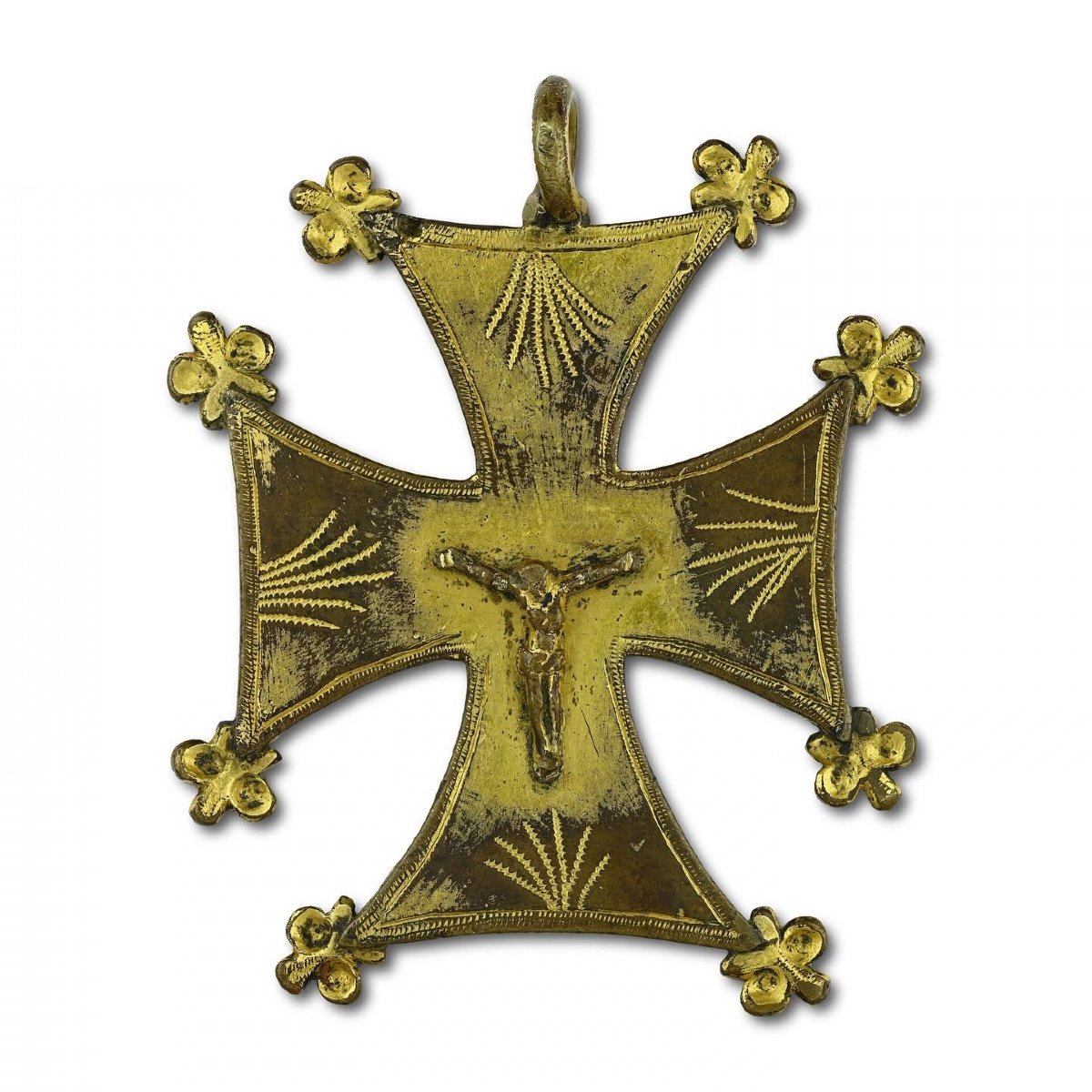 Substantial Medieval Gilt Bronze Pectoral Cross. French, 15th Century.-photo-4