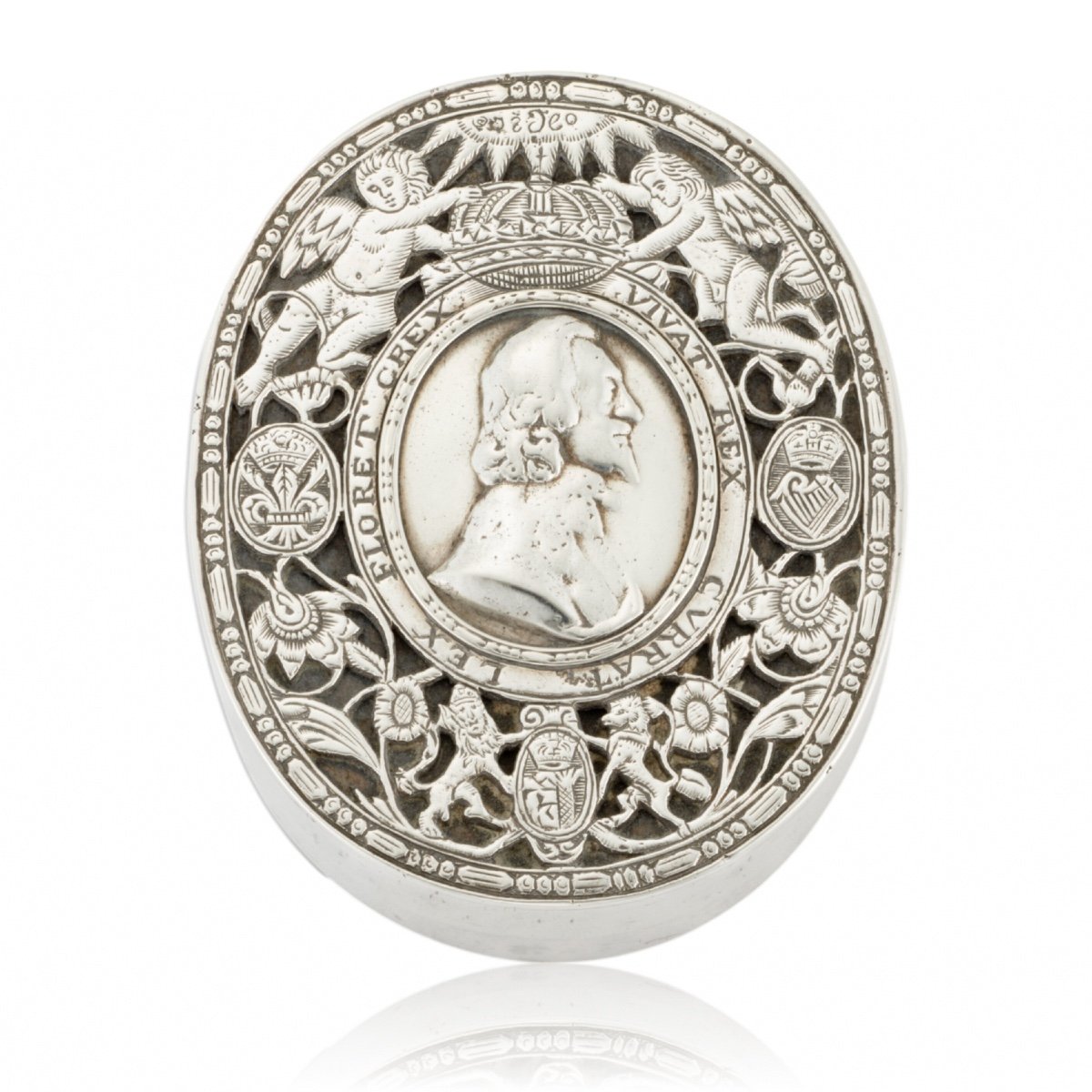 Silver Tobacco Box Commemorating The Martyred King Charles I (c.1600-1649).