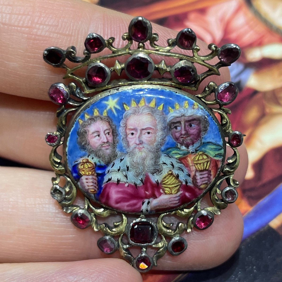 Broche En Or Avec Un émail Des Trois Mages. Français Ou Allemand, XVIIe Siècle.-photo-4