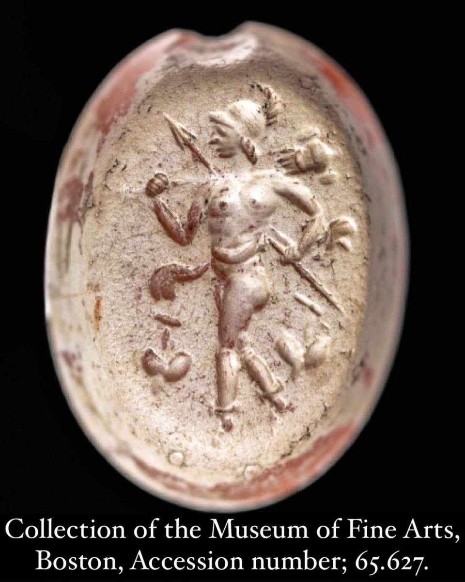 Ancient Gold Ring With An Amethyst Intaglio Of Mars. Roman, 2nd Century A.d.-photo-7