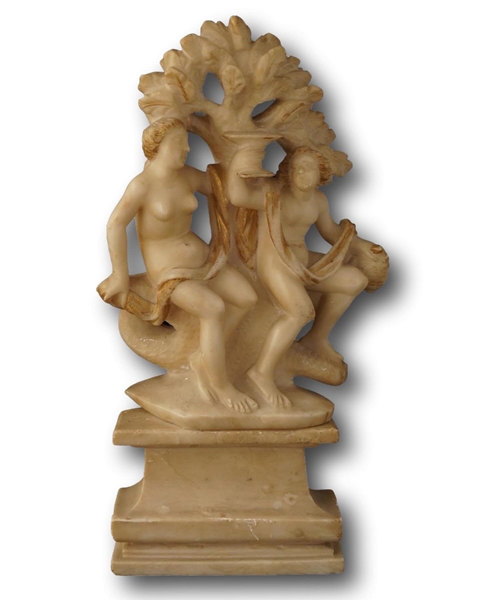Sculpture En Albâtre De Bacchus Et Ariane. Sicilien, XVIIe Siècle. 