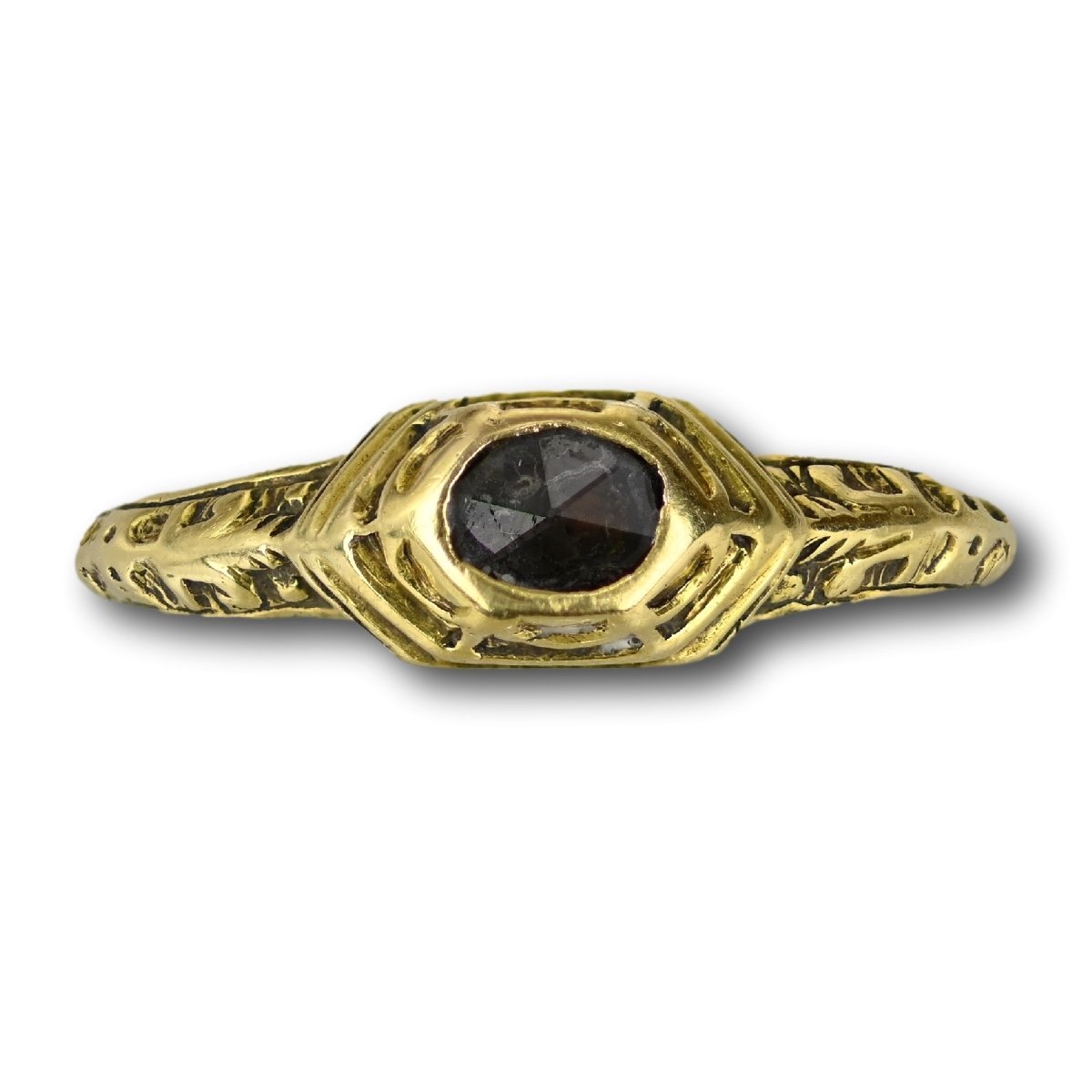 Délicate Bague Renaissance En Or Sertie d'Un Diamant. Européen, XVIe Siècle.-photo-2