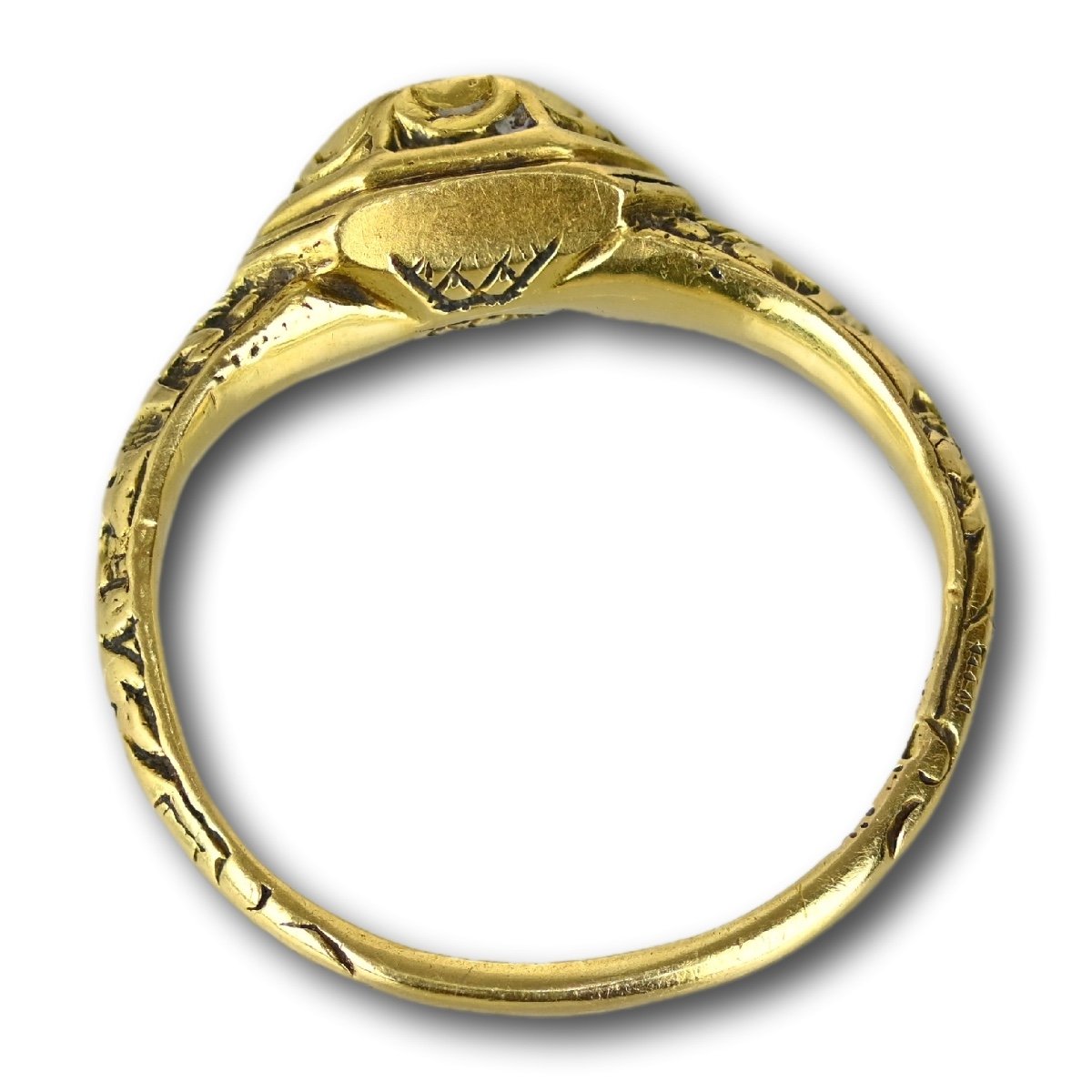 Délicate Bague Renaissance En Or Sertie d'Un Diamant. Européen, XVIe Siècle.-photo-3