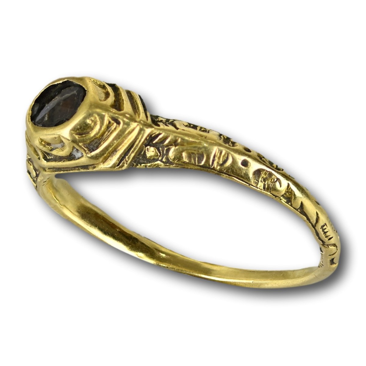 Délicate Bague Renaissance En Or Sertie d'Un Diamant. Européen, XVIe Siècle.-photo-2