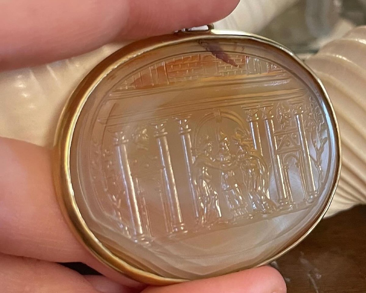 Large Agate Intaglio Depicting The Marriage Of The Virgin. Italian, 17th Century-photo-6