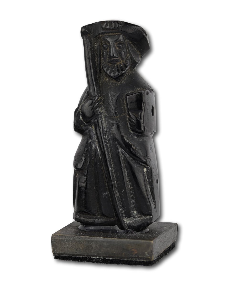 Jet Figure Of Saint James The Greater. Santiago De Compostela, 15-16th Century.-photo-2