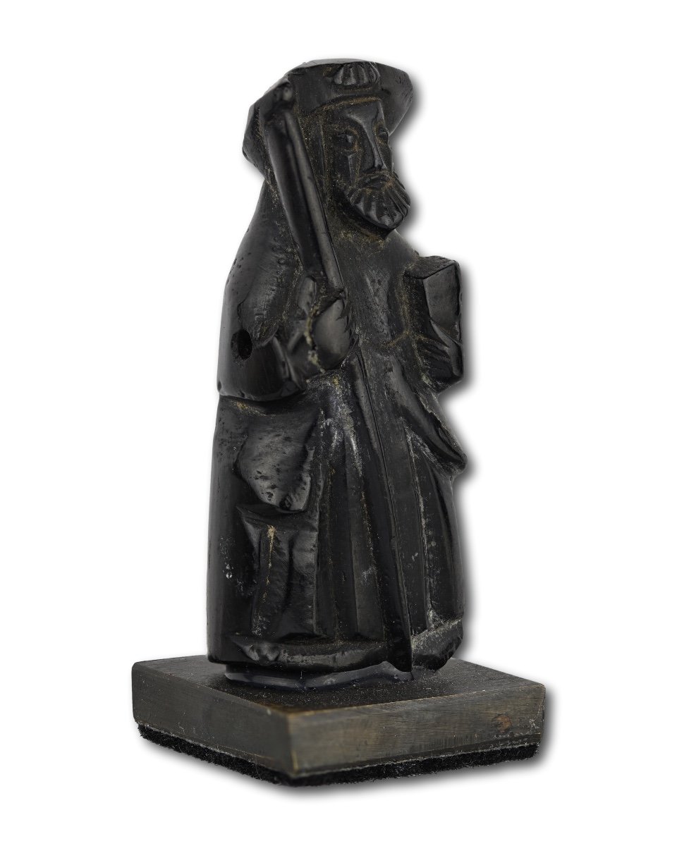 Jet Figure Of Saint James The Greater. Santiago De Compostela, 15-16th Century.-photo-4