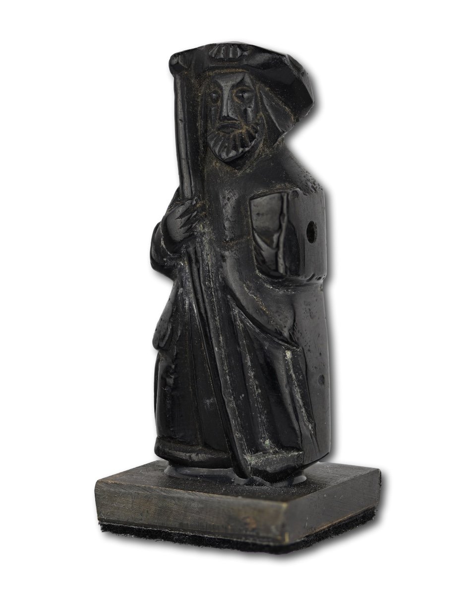 Jet Figure Of Saint James The Greater. Santiago De Compostela, 15-16th Century.
