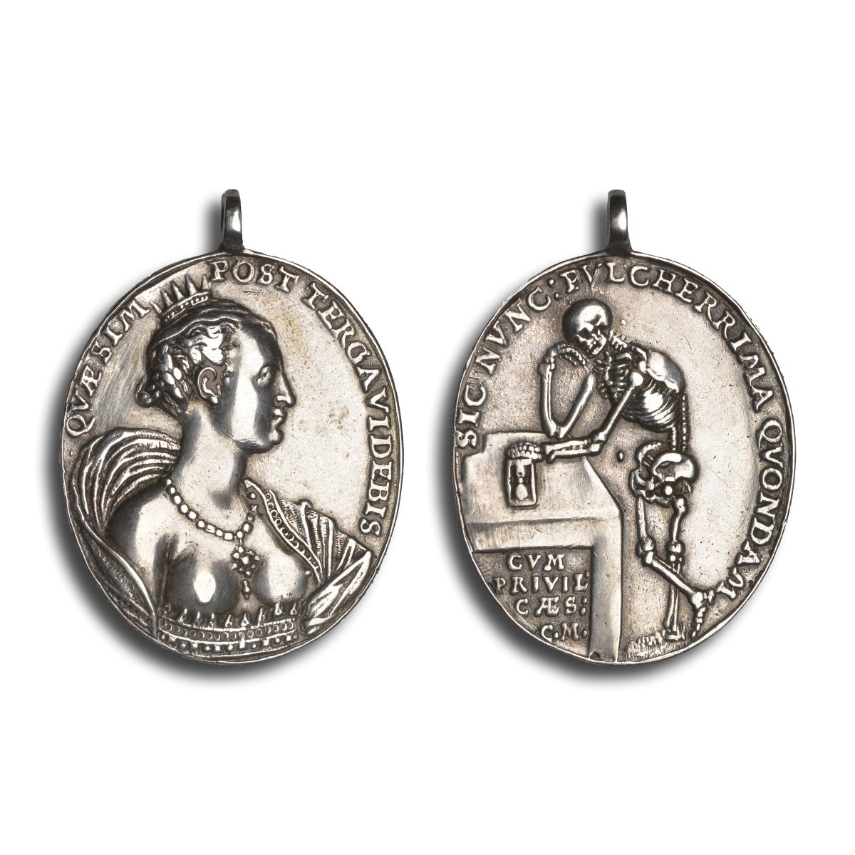 Médaille Vanité En Argent Avec Un Squelette Et Un Buste De Femme. Allemand, XVIIe Siècle  -photo-4