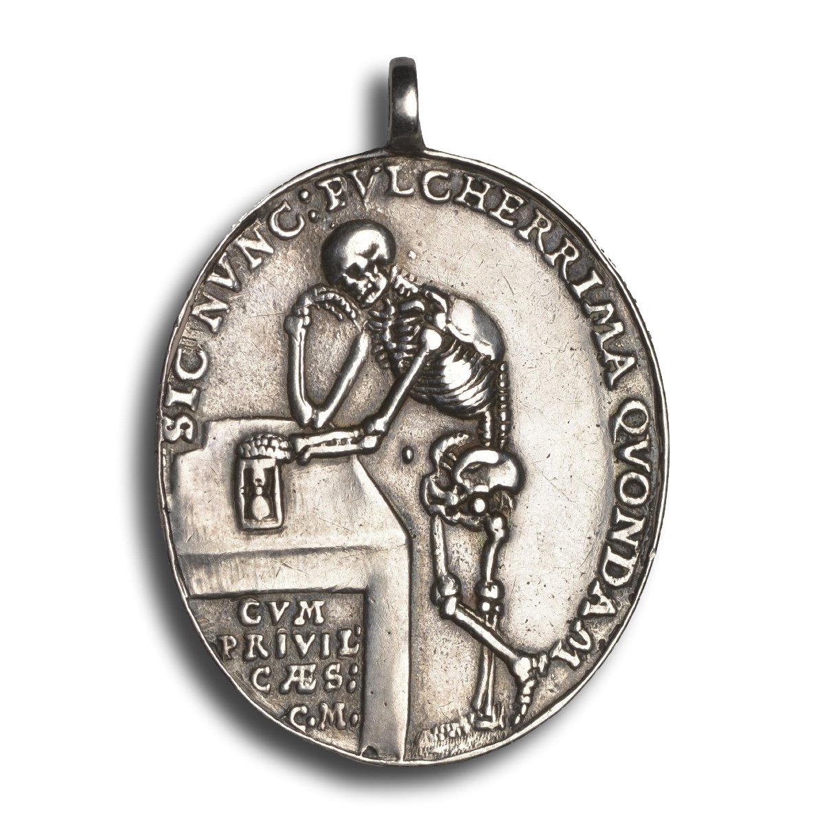 Médaille Vanité En Argent Avec Un Squelette Et Un Buste De Femme. Allemand, XVIIe Siècle  