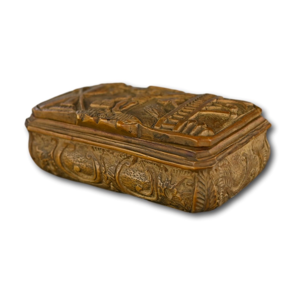 Boxwood Snuff Box Carved With The Crucifixion. German, 18th Century.-photo-5