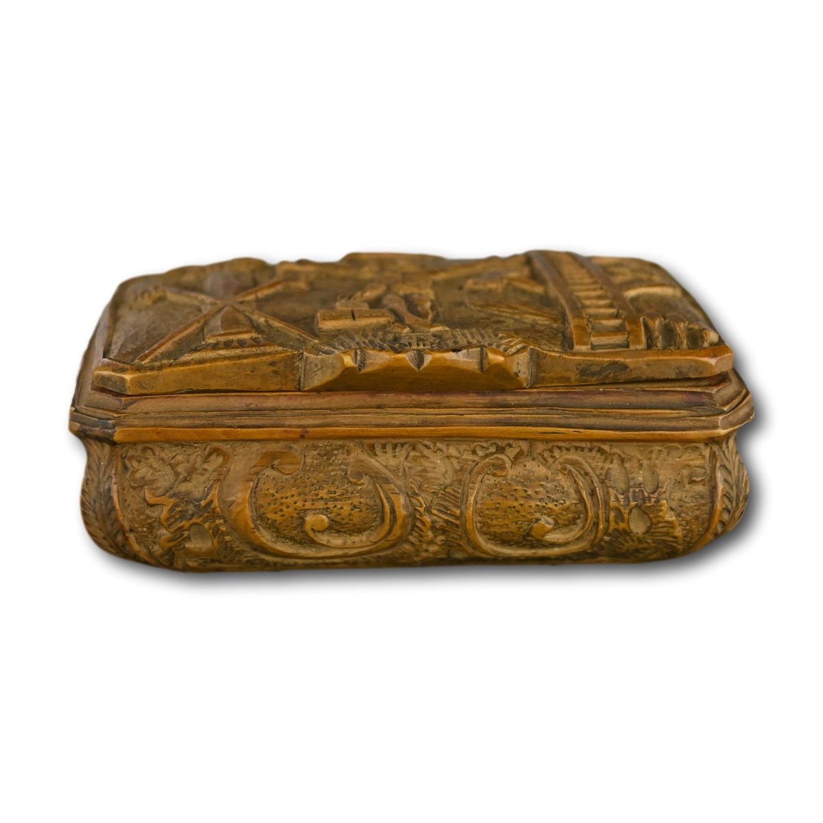 Boxwood Snuff Box Carved With The Crucifixion. German, 18th Century.-photo-6
