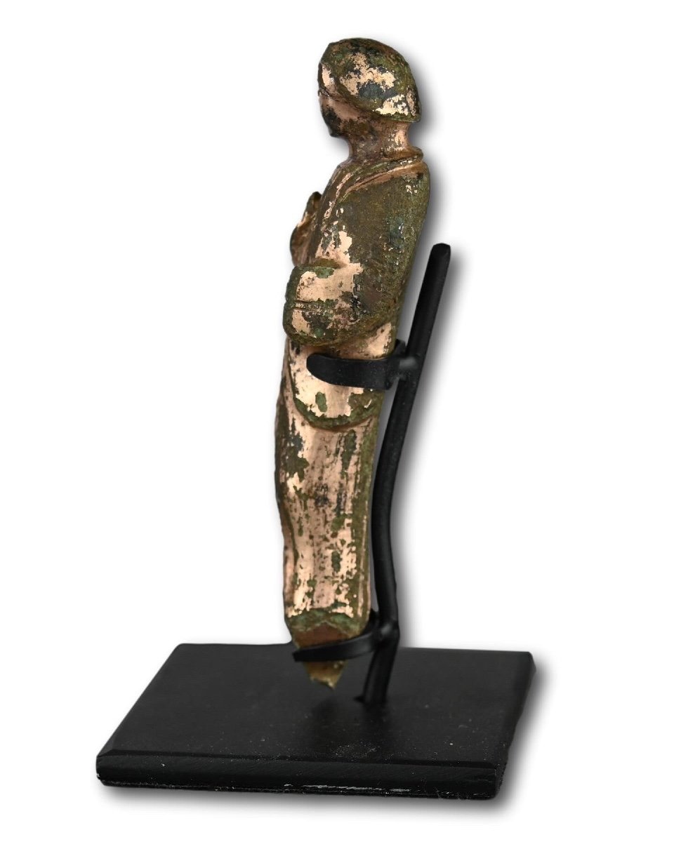 Gilt Bronze Figure Of Saint John The Evangelist. English, 13/14th Century. -photo-2