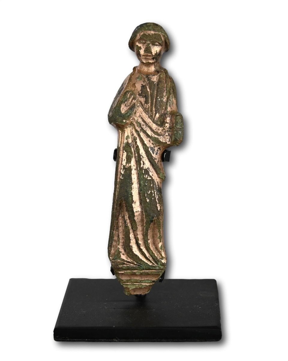 Gilt Bronze Figure Of Saint John The Evangelist. English, 13/14th Century. -photo-1