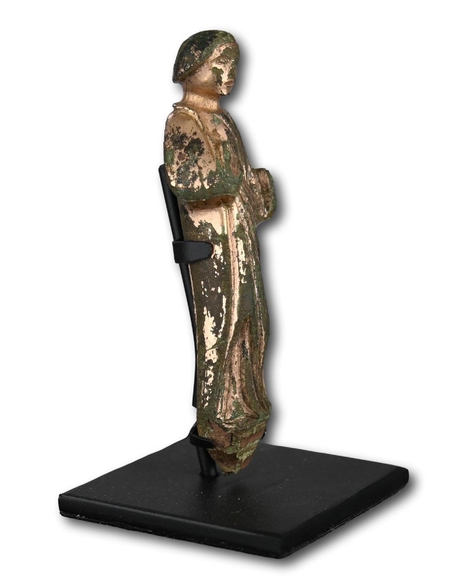 Gilt Bronze Figure Of Saint John The Evangelist. English, 13/14th Century. -photo-2