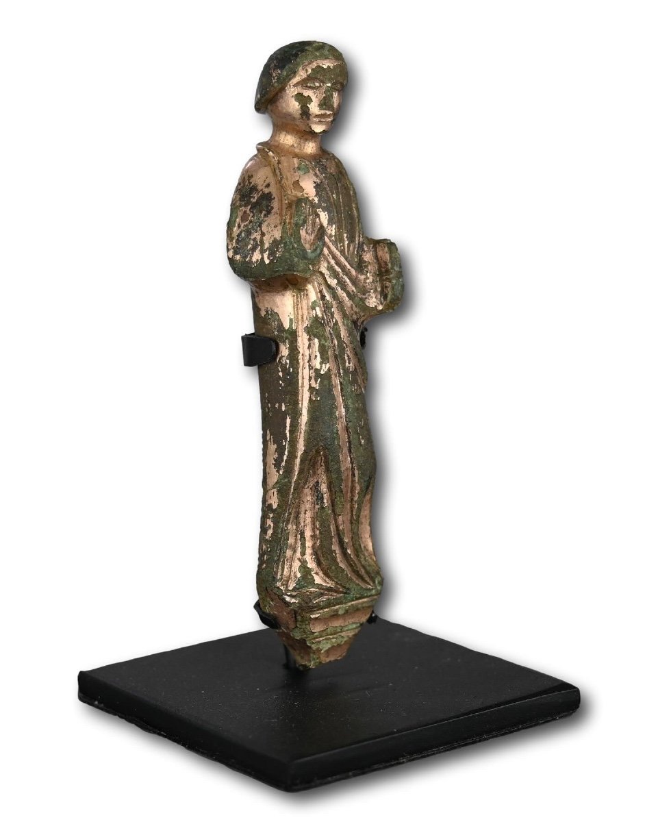 Gilt Bronze Figure Of Saint John The Evangelist. English, 13/14th Century. -photo-5