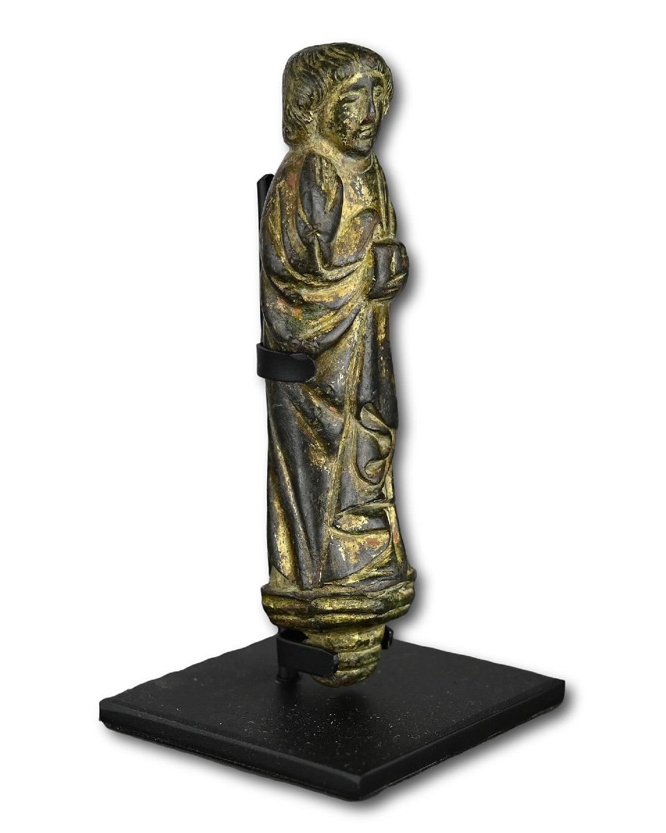 Bronze Figure Of Saint John The Evangelist. English, 15th Century.-photo-5