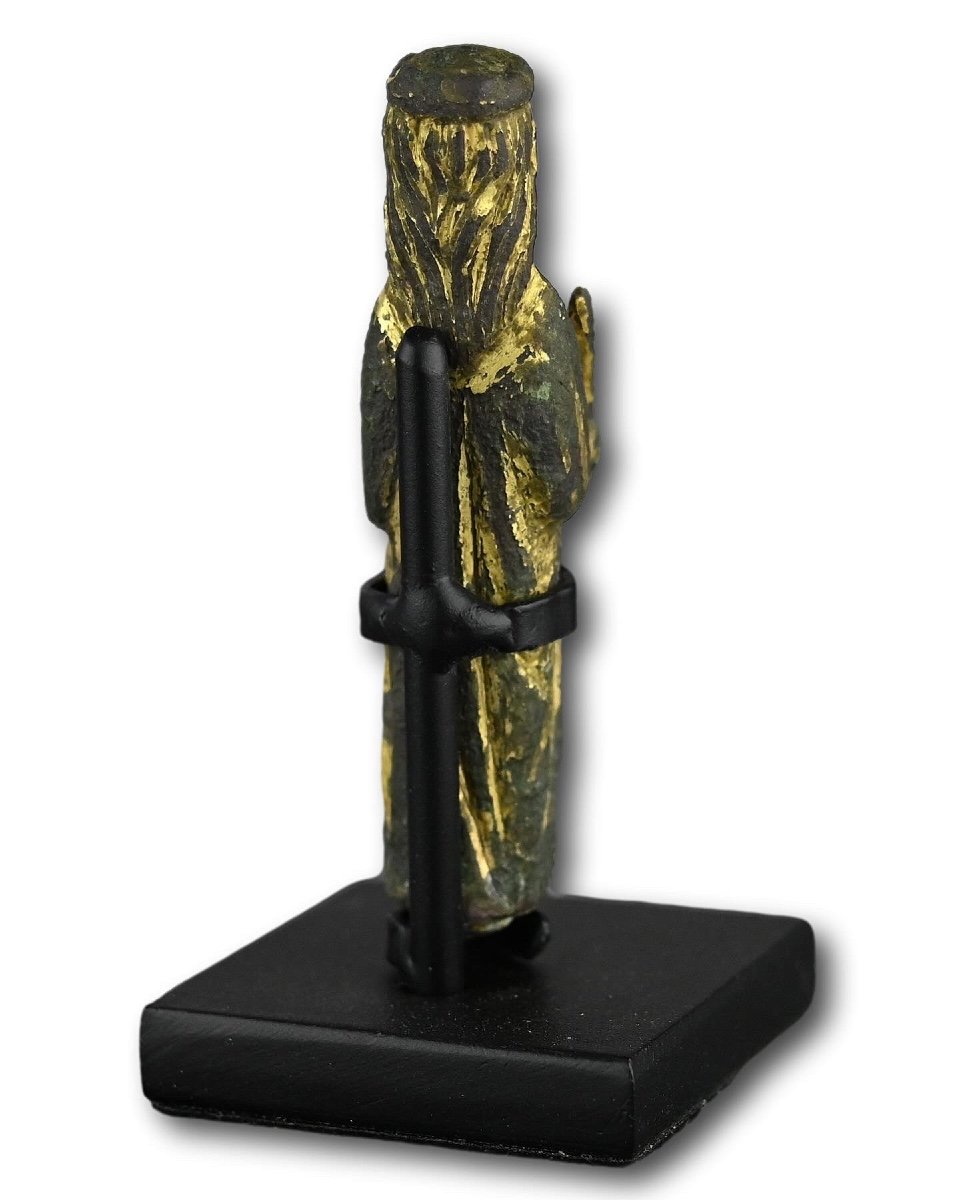 Petite Figure En Bronze Doré De Sainte Catherine d'Alexandrie. Anglais, XVe Siècle  -photo-2