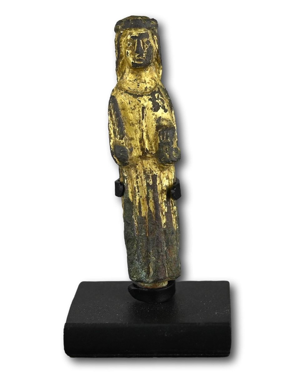 Petite Figure En Bronze Doré De Sainte Catherine d'Alexandrie. Anglais, XVe Siècle  -photo-2