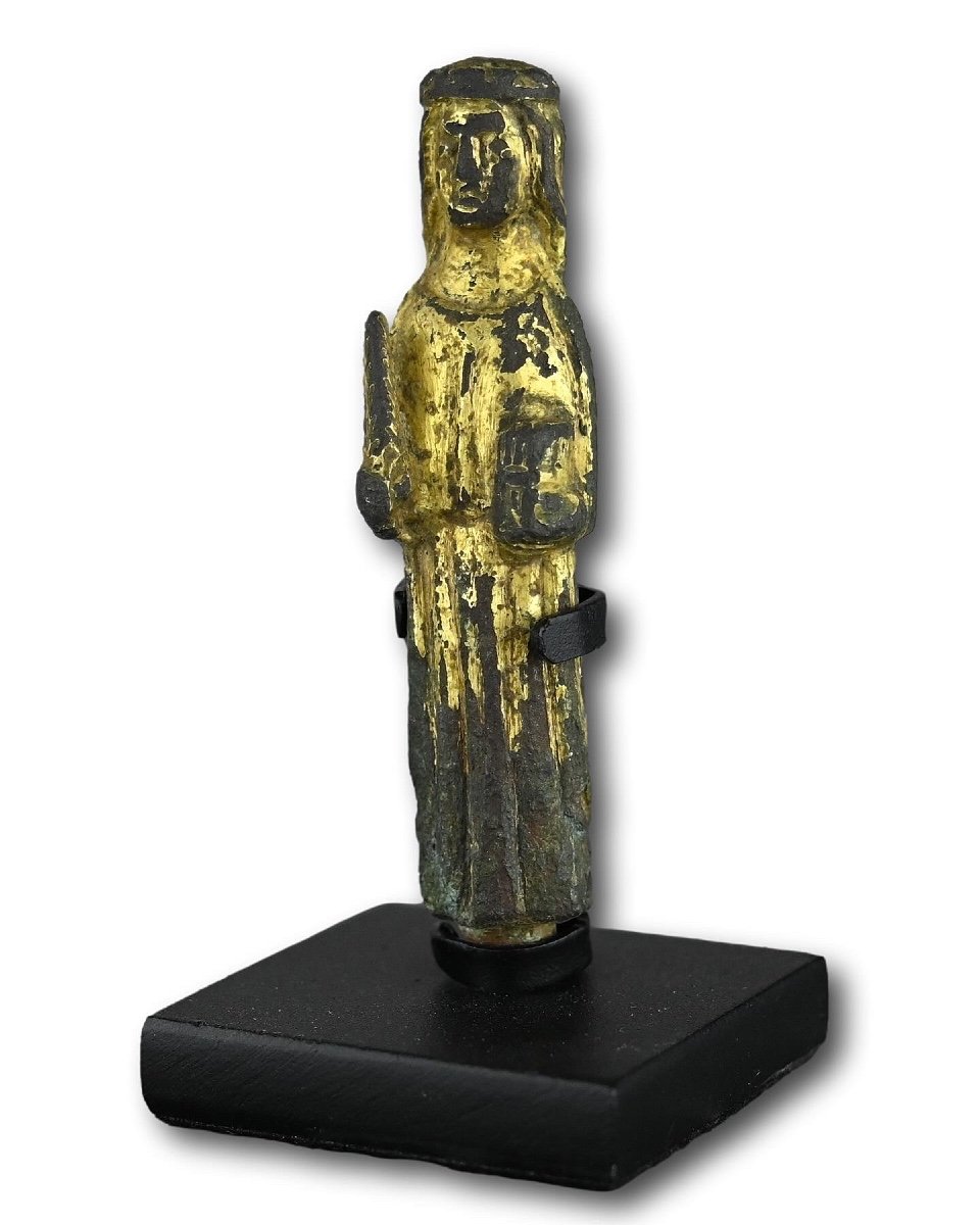 Petite Figure En Bronze Doré De Sainte Catherine d'Alexandrie. Anglais, XVe Siècle  -photo-3