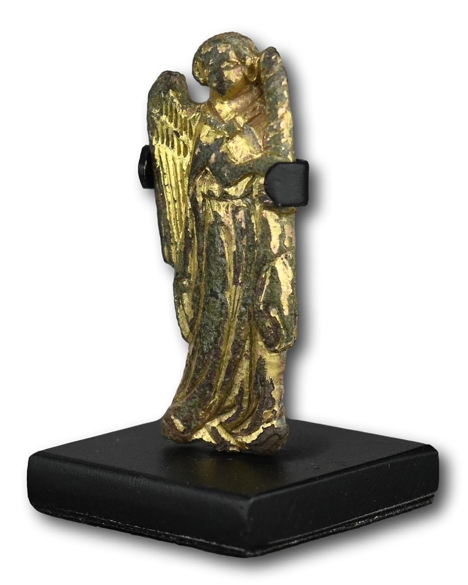 A Gilt Bronze Figure Of Candle Bearing Angel. Probably French, 14th Century.-photo-4