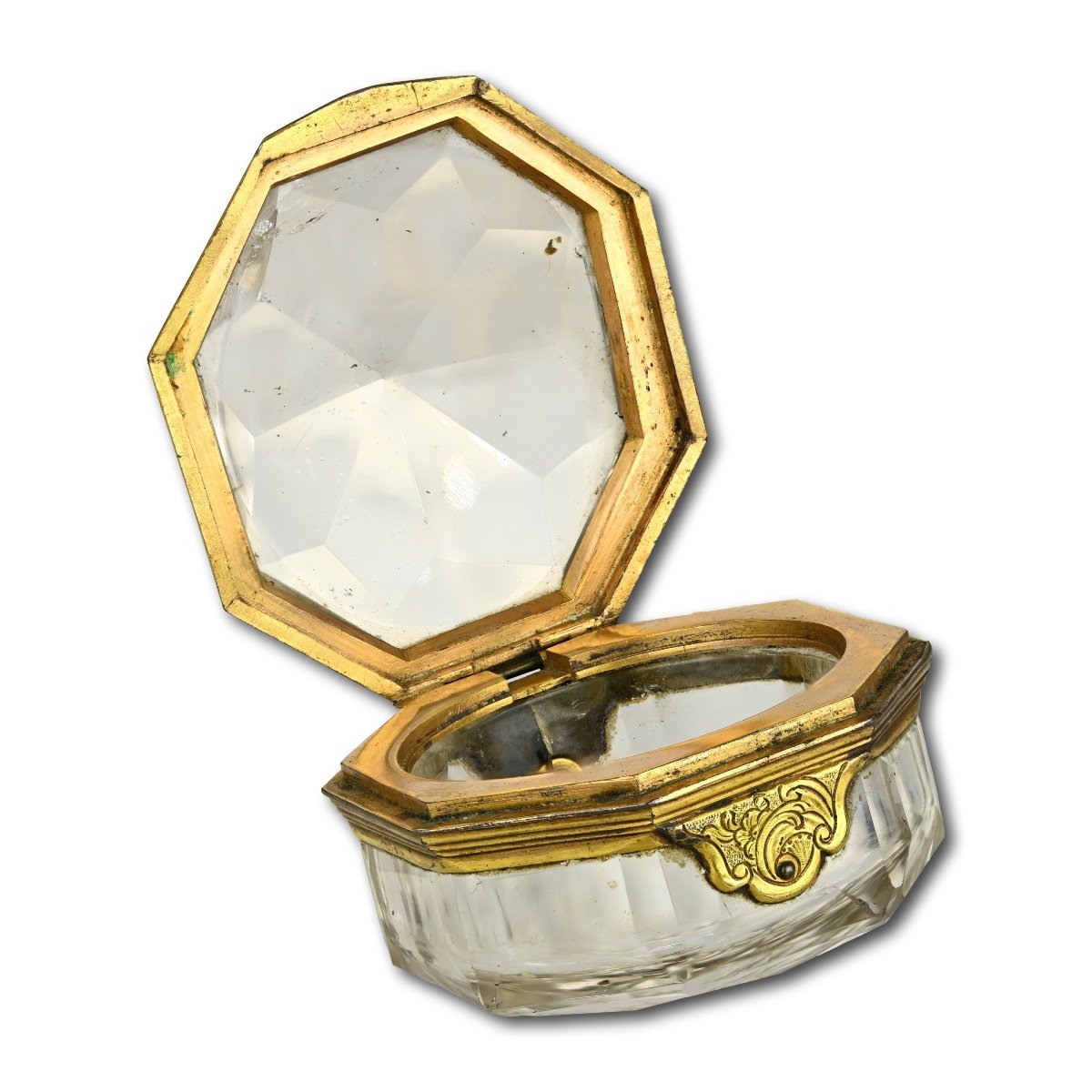 Gilt Metal Mounted Rock Crystal Pocket Watch Case. Probably French, 18th Century-photo-3