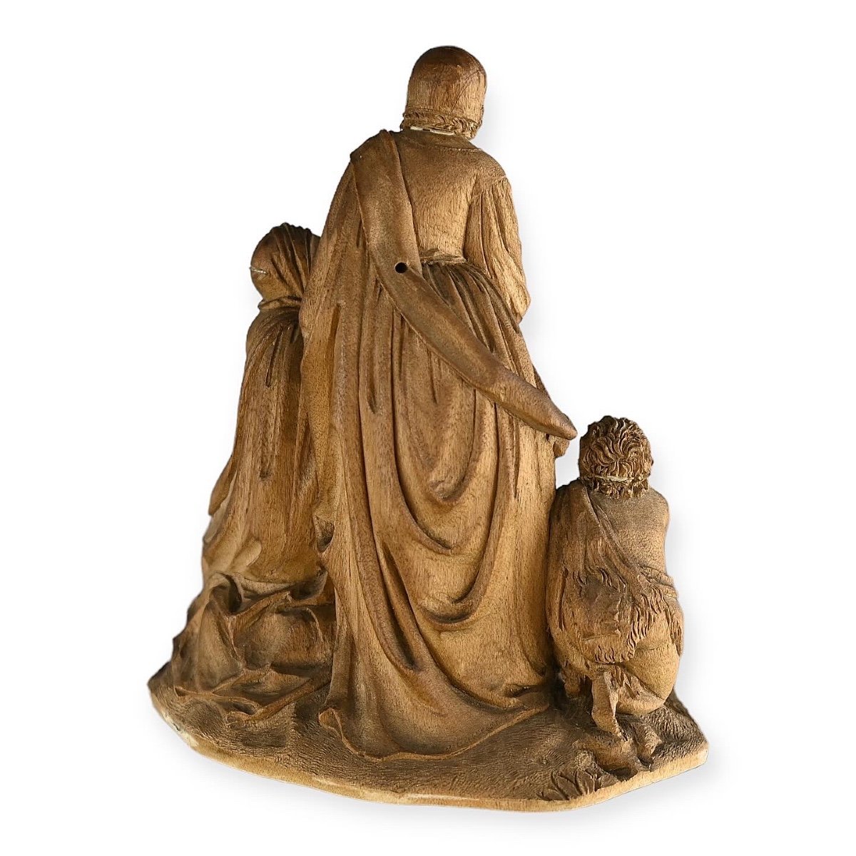 Groupe En Bois Fruitier De La Vierge à l'Enfant. Allemand, XVIIIe Siècle. -photo-4