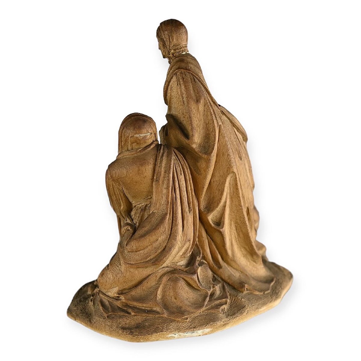 Groupe En Bois Fruitier De La Vierge à l'Enfant. Allemand, XVIIIe Siècle. -photo-4