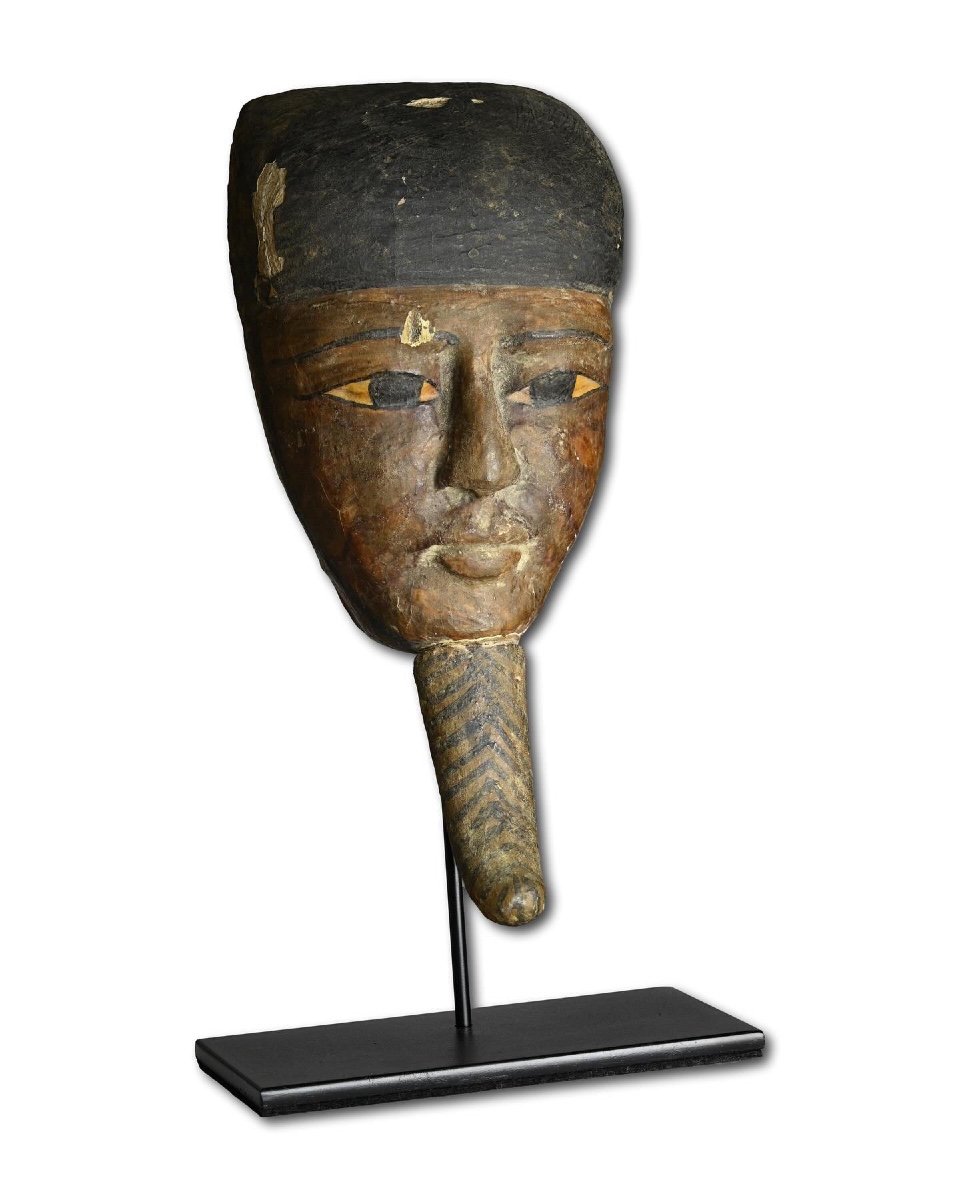 Painted Wooden Mummy Mask. Egyptian, Late Dynastic Period, Ca. 712 To 332 Bce.-photo-4