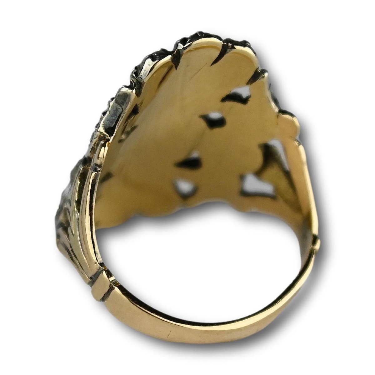 Bague Géorgienne En Or Et Argent Sertie De Diamants. Anglais, Début Du XIXe Siècle.  -photo-3