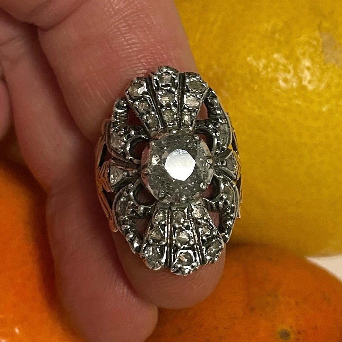 Bague Géorgienne En Or Et Argent Sertie De Diamants. Anglais, Début Du XIXe Siècle.  -photo-2