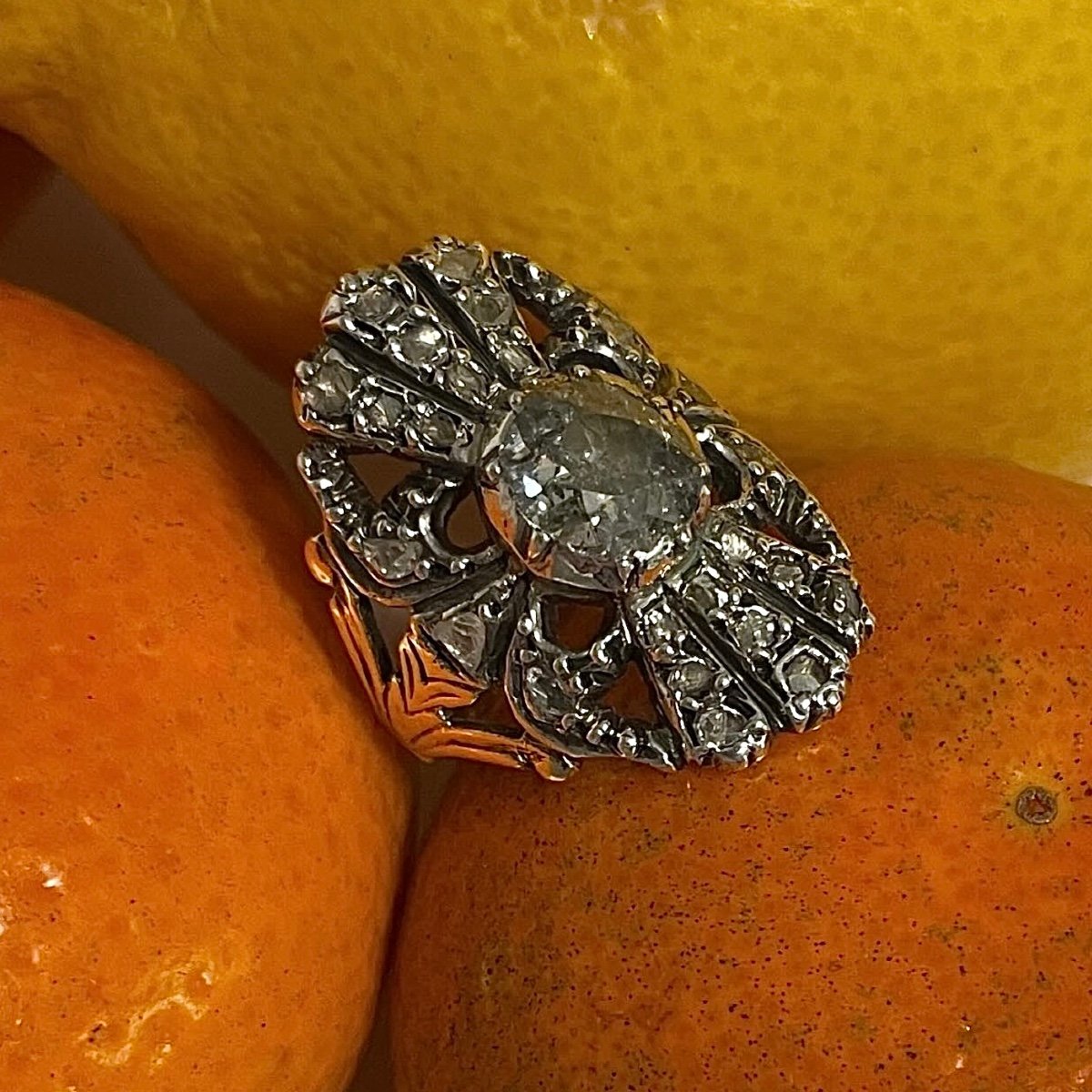 Bague Géorgienne En Or Et Argent Sertie De Diamants. Anglais, Début Du XIXe Siècle.  -photo-7