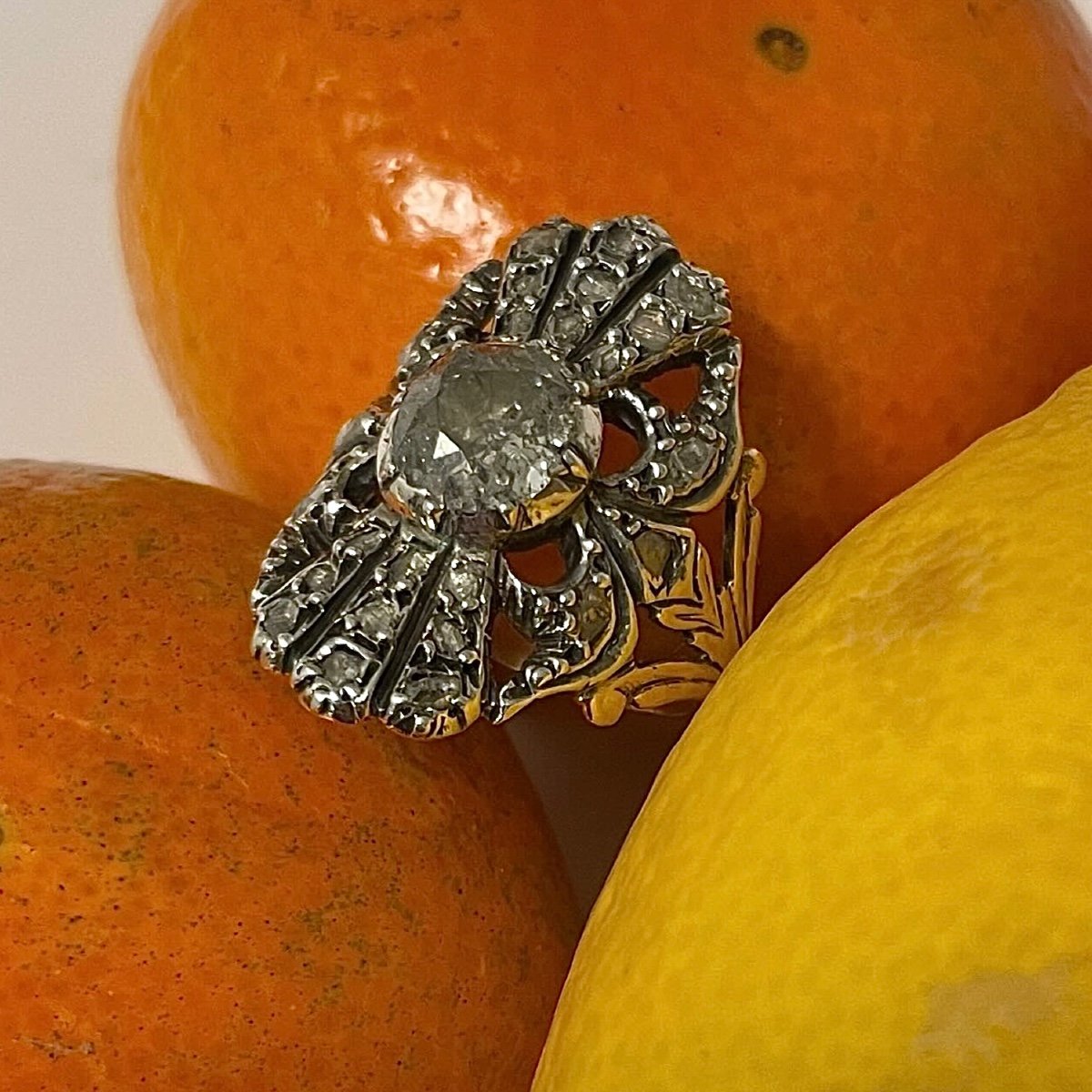 Bague Géorgienne En Or Et Argent Sertie De Diamants. Anglais, Début Du XIXe Siècle.  -photo-8