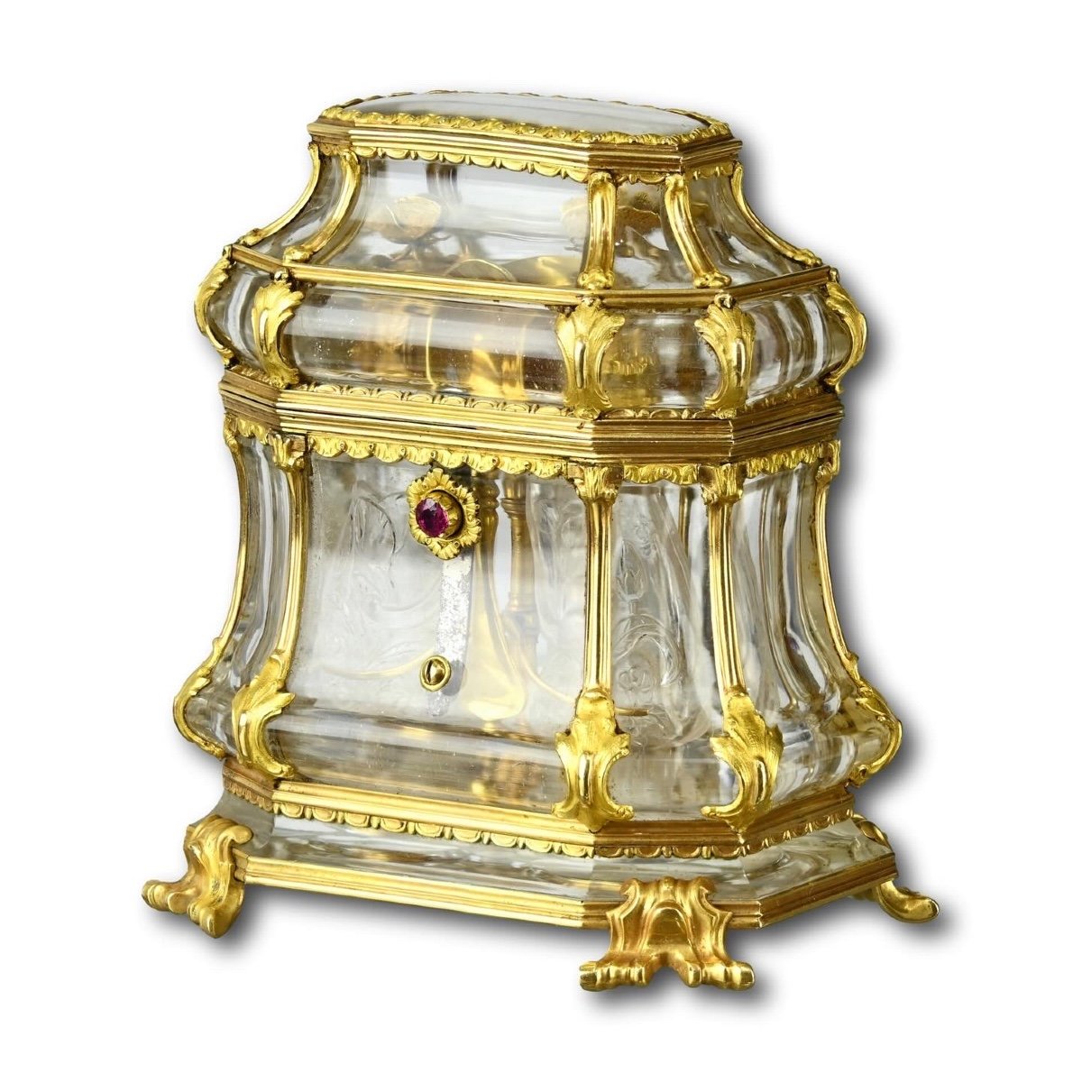 Exceptionnel Nécessaire En Cristal De Roche Monté Sur Or. Français Ou Allemand, XVIIIe Siècle  -photo-2