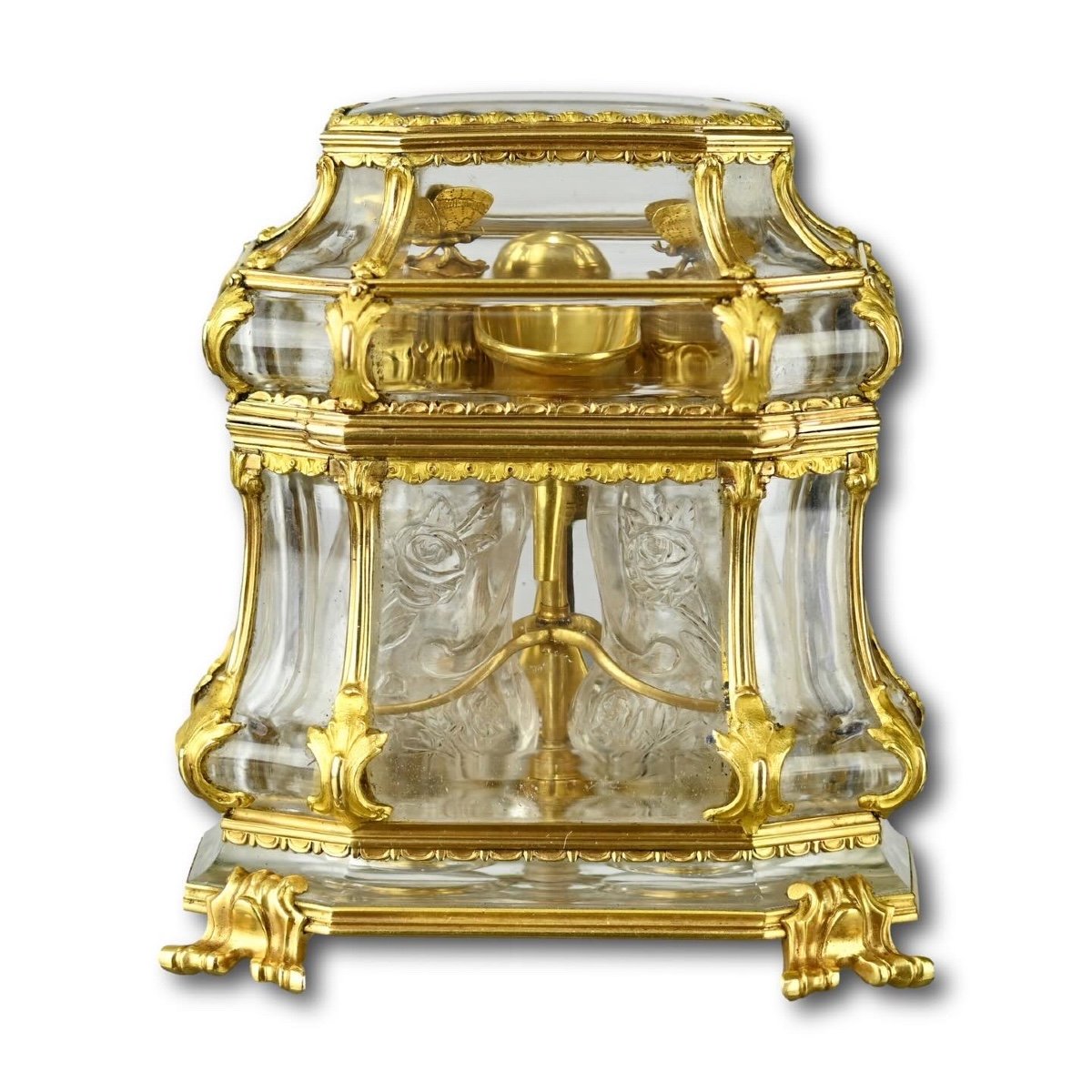 Exceptionnel Nécessaire En Cristal De Roche Monté Sur Or. Français Ou Allemand, XVIIIe Siècle  -photo-3