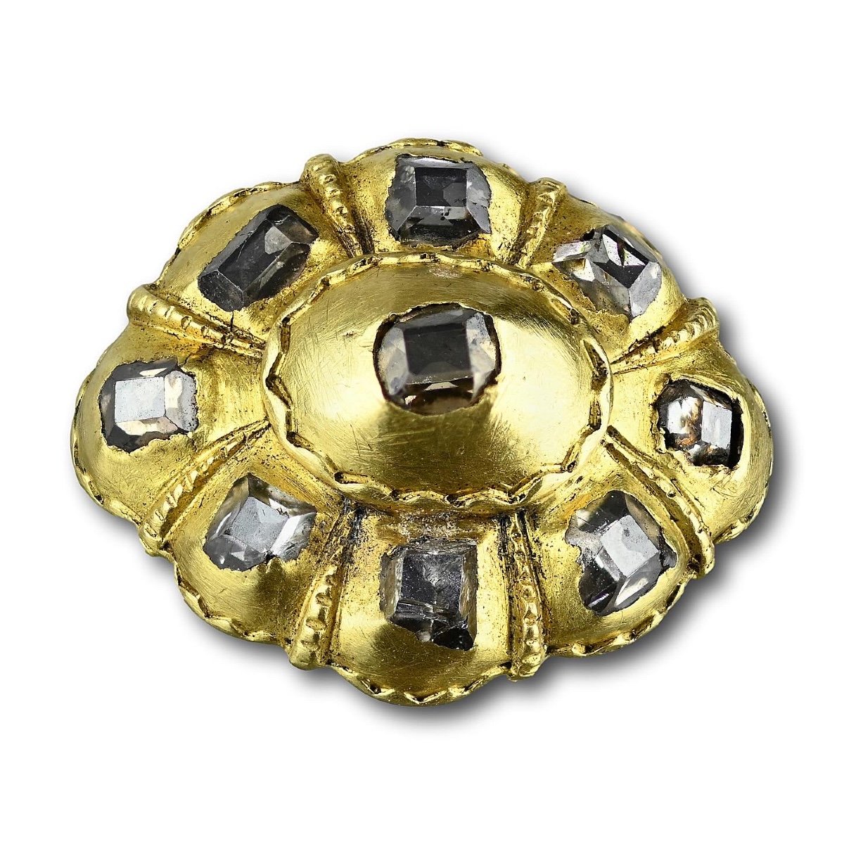 Bague En Or à Haute Teneur En Carats Et Diamants Taille Table. Ibérique, Fin Du XVIIe Siècle.  -photo-2