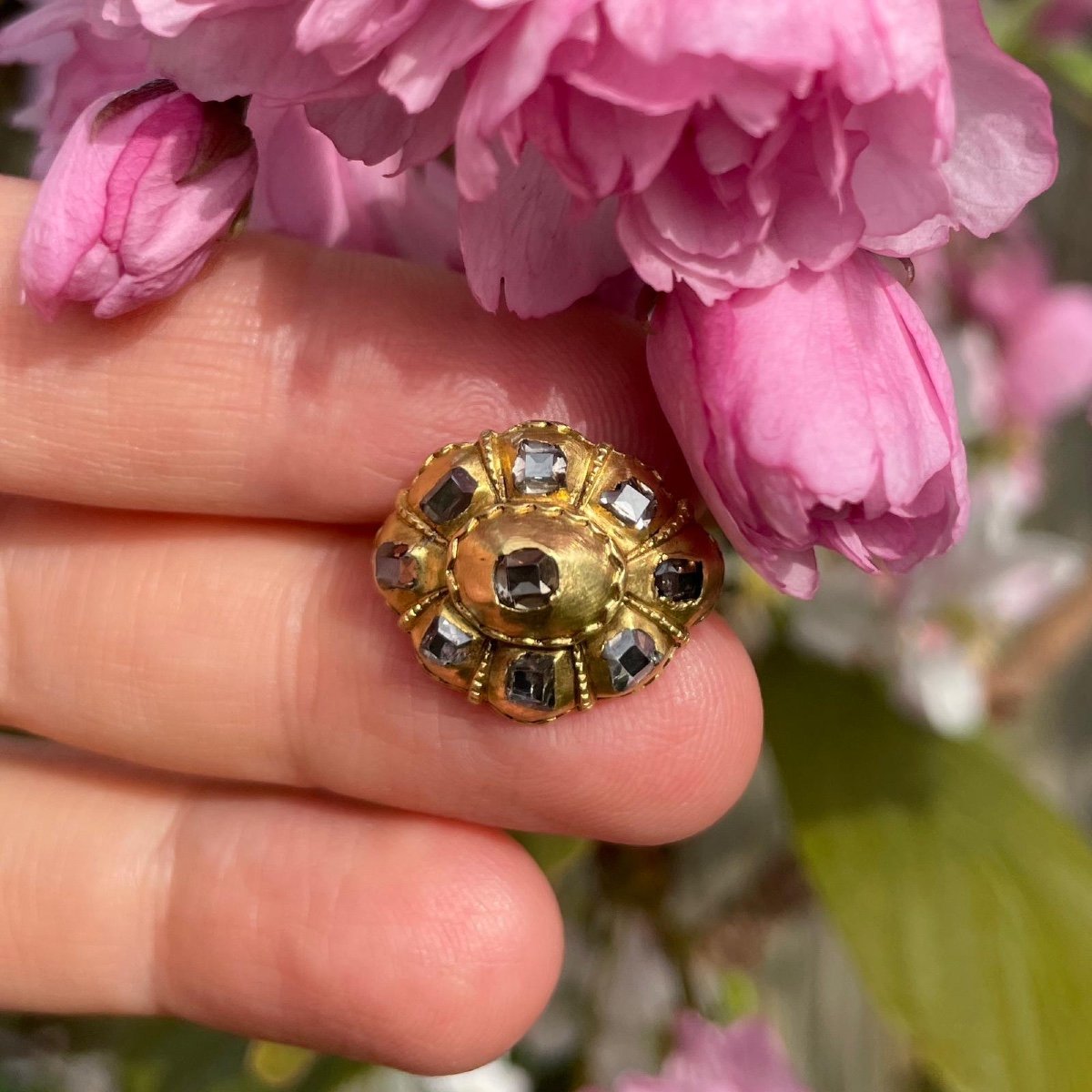 Bague En Or à Haute Teneur En Carats Et Diamants Taille Table. Ibérique, Fin Du XVIIe Siècle.  -photo-5