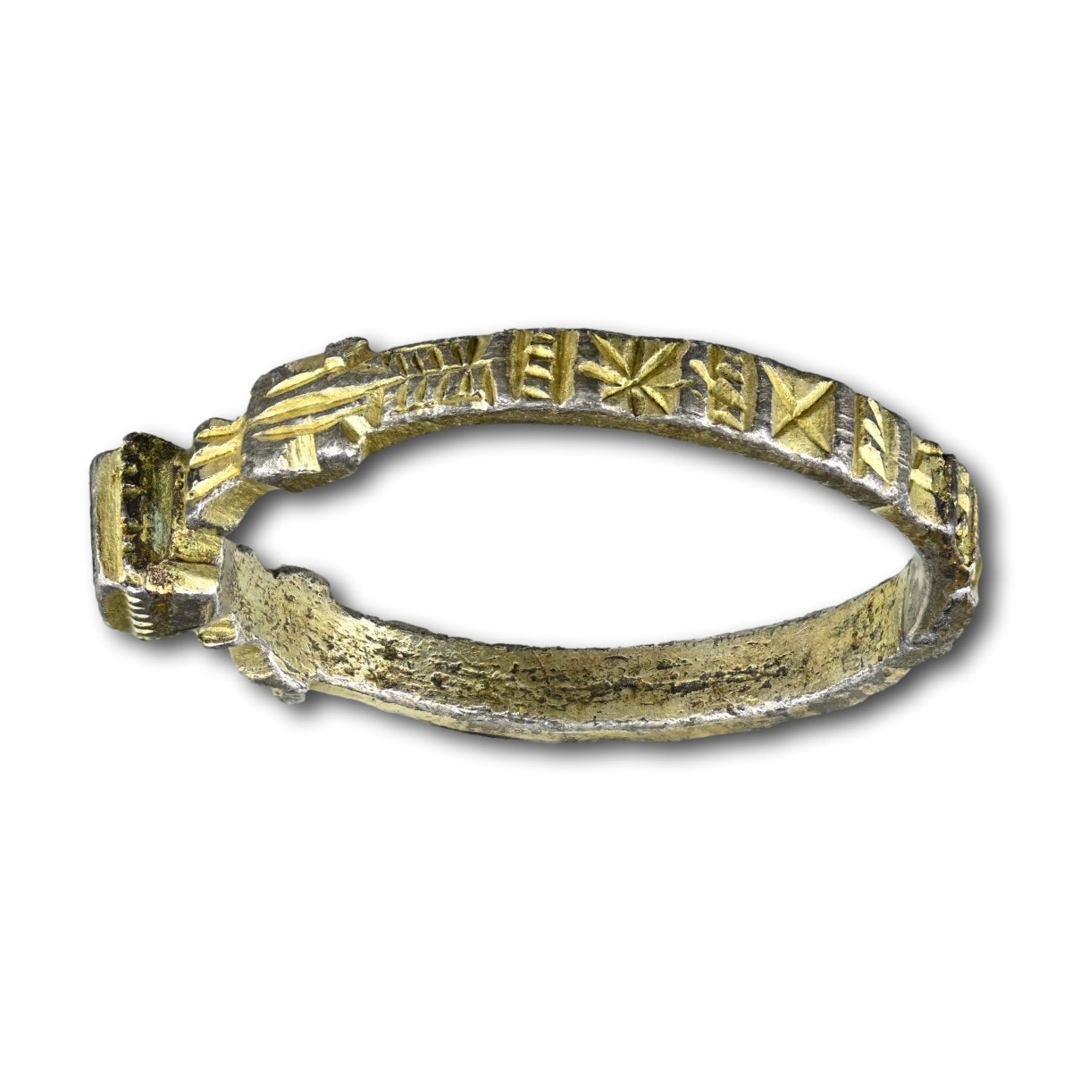 Bague Médiévale En Argent Doré Et Nielle Avec Dragons. Italien, 13ème/14ème Siècle.-photo-2