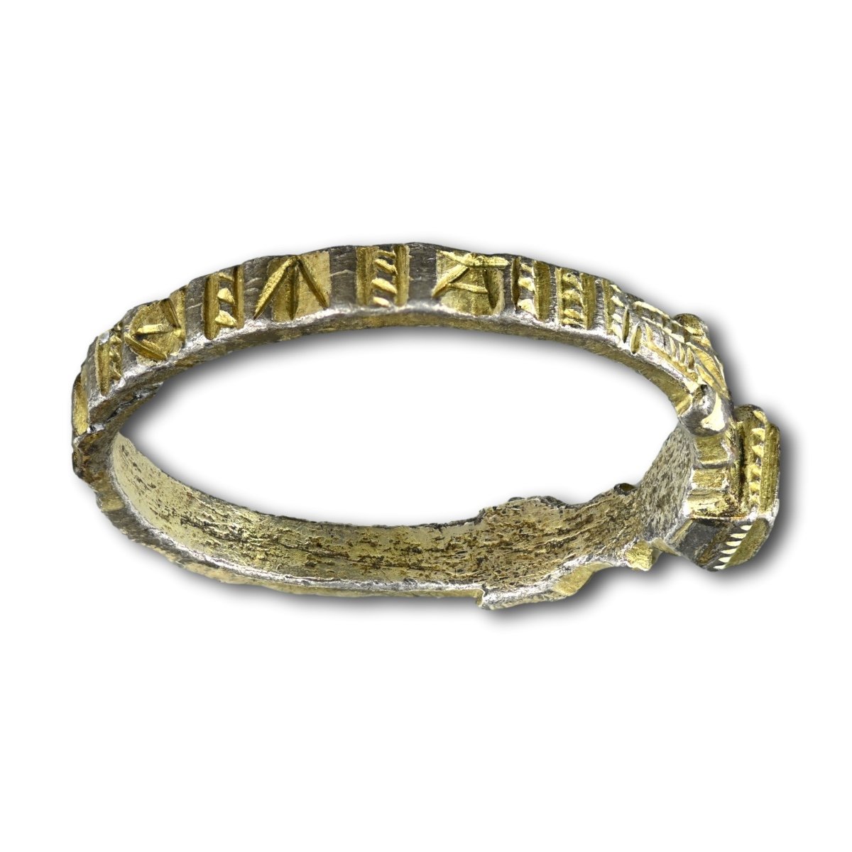 Bague Médiévale En Argent Doré Et Nielle Avec Dragons. Italien, 13ème/14ème Siècle.-photo-3