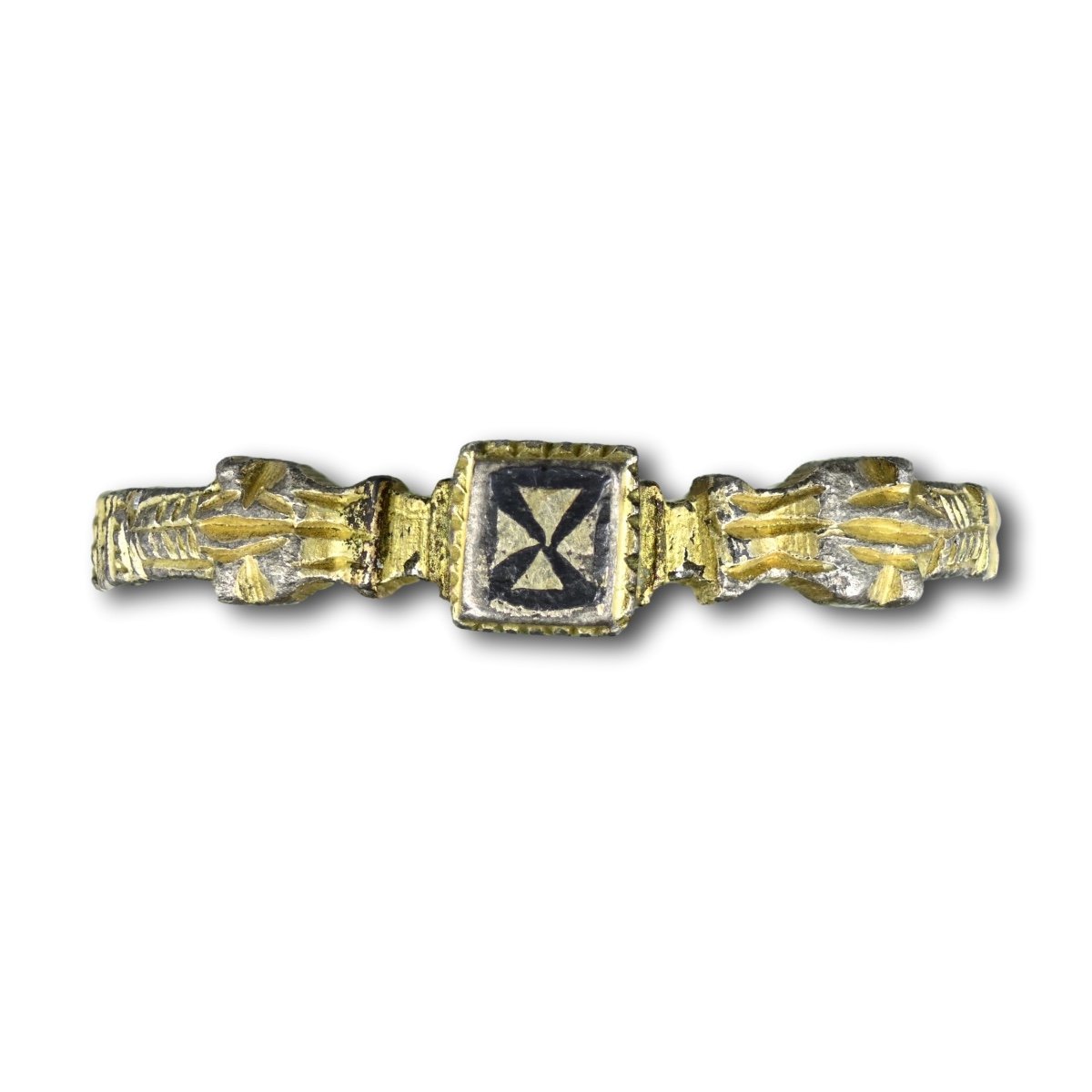 Bague Médiévale En Argent Doré Et Nielle Avec Dragons. Italien, 13ème/14ème Siècle.-photo-4
